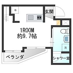 CosmoGalaxy真嘉比 ワンルームの間取図画像