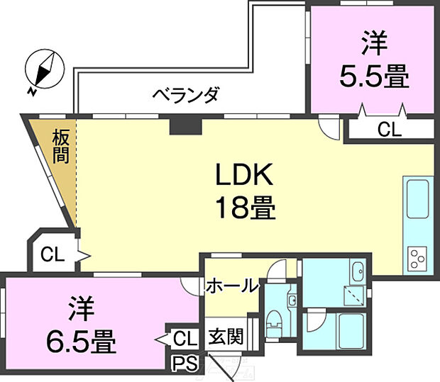 沖縄都市モノレール おもろまち駅まで 徒歩8分(2LDK) 6階の間取り