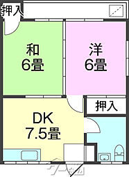 忠マンション 2DKの間取図画像