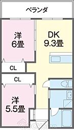 アリエッタ首里大名 2DKの間取図画像