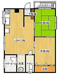 メゾン・ゲンキ1 2LDKの間取図画像