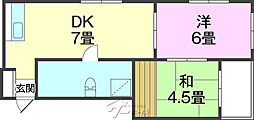橋川ビル 2DKの間取図画像