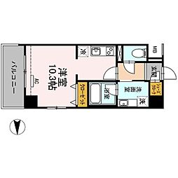 黄金森ガーデンＩ 601 6階1Kの間取り