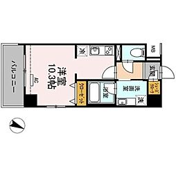 黄金森ガーデンII 505 5階1Kの間取り