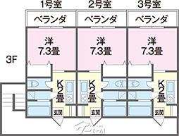コーポ崎原 1Kの間取図画像