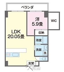 ルピナス順風 402 4階1LDKの間取り
