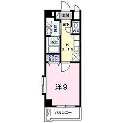 オンネアまかび 403 4階ワンルームの間取り