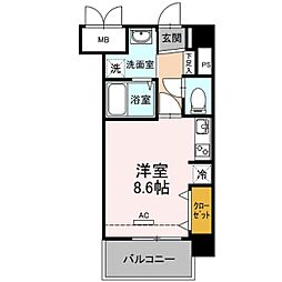 Ｃｈｕｌａ　Ｖｉｓｔａ　Ｃａｓａ　Ｄａｉｄｏ 404 4階ワンルームの間取り