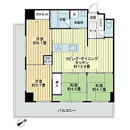 ウィングシャトー那覇リバーガーデン 4LDKの間取図画像