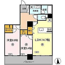 プレミスト牧志タワー国際通りタワーレジデンス 2LDKの間取図画像