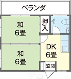 コーポ儀保 2DKの間取図画像