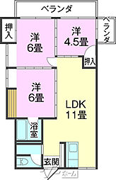 キャッスルライト 3LDKの間取図画像