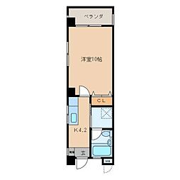 カーサブランカ2 1Kの間取図画像