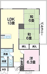 グランシャトレ崇元寺 6階3LDKの間取り