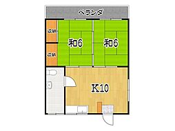 みすぎ荘 2DKの間取図画像
