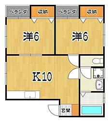 シャトレ眞喜志 2LDKの間取図画像