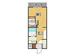朝日ビル 1Kの間取図画像