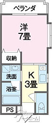 プチィフルール 1Kの間取図画像