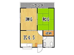 大城アパート 2DKの間取図画像