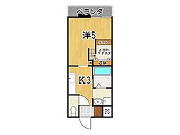 朝日ビル 1Kの間取図画像
