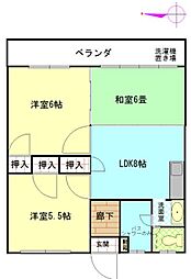 コーポ城 3LDKの間取図画像