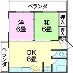 コーポICHI 2DKの間取図画像
