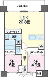 アルファスマート牧港 502 2LDKの間取り