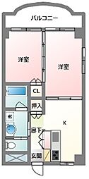 レジデンスクレディ 2Kの間取図画像