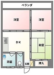 パラシオ新町 3DKの間取図画像