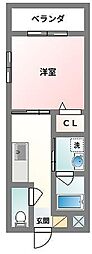 キティーハイム 1Kの間取図画像
