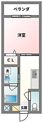 キティーハイム 1Kの間取図画像