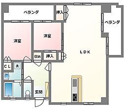 ライオンズマンション西町第2 2LDKの間取図画像