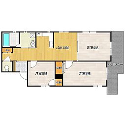 アベニール西I 501 5階3LDKの間取り