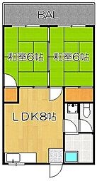 メゾンTAKARA 2LDKの間取図画像