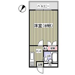 ルナコート 1Kの間取図画像