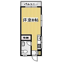 パレスM2 ワンルームの間取図画像