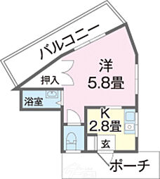サンセットビュー 1Kの間取図画像