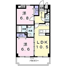 シャトーうふざと 2LDKの間取図画像