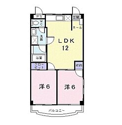 キャッスル泡瀬 2LDKの間取図画像
