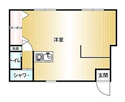 フラットワン ワンルームの間取図画像