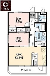 TREVO Benefic(トレボ ベネフィック) 2LDKの間取図画像