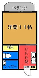 シャンハイム 1DKの間取図画像