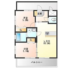 (仮)H氏共同住宅新築 2LDKの間取図画像
