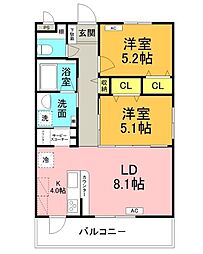 ディオネエステート 2LDKの間取図画像