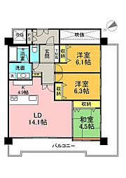 コンフォートプレミアムビュー宮城 3LDKの間取図画像