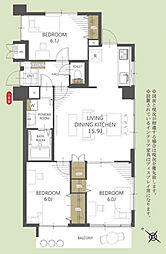 ライオンズマンション真志喜 3LDKの間取図画像