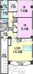 コーポサンケイ 2LDKの間取図画像