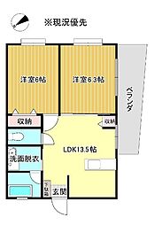 メゾン山喜II 2LDKの間取図画像