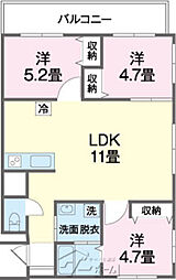 (仮)K氏新築共同住宅 3LDKの間取図画像