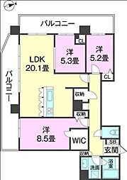 プレミスト牧志タワー国際通りタワーレジデンス 3LDKの間取図画像